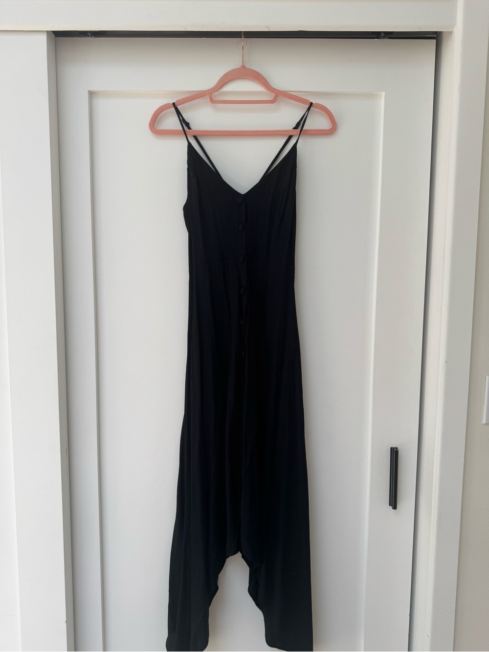 Reformation Black Button-Front Midi Dress